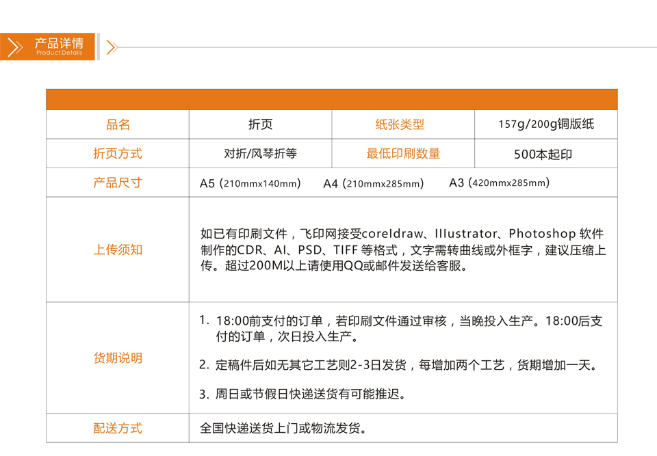 飛印網折頁印刷設計詳情